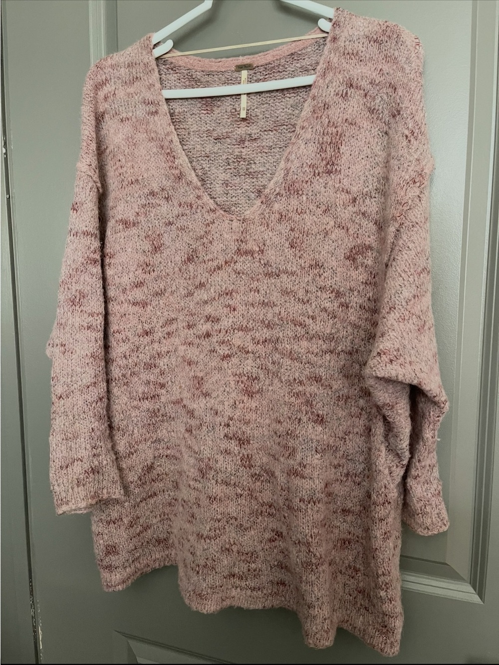 Free People Blush Marled V-Neck Sweater oversized 30% alpaca